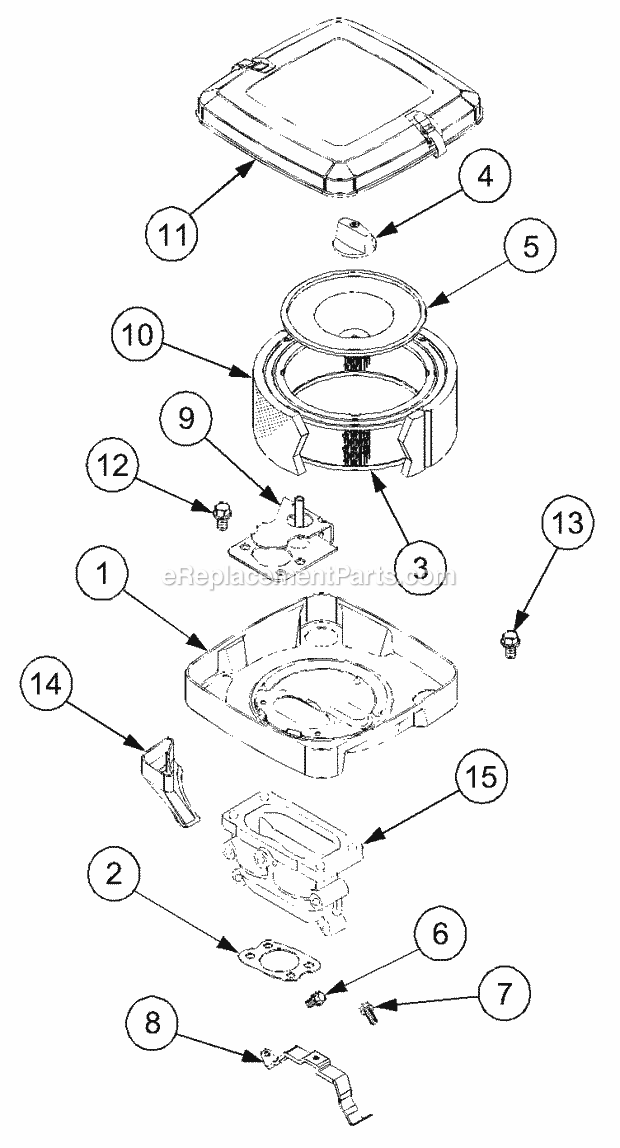 Air Cleaner Diagram and Parts List for GT2521-48 13A-278M710 Cub Cadet Lawn Tractor